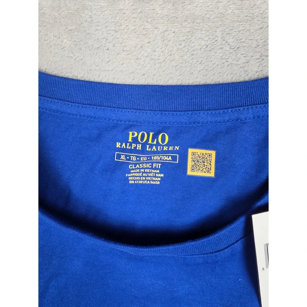 Polo Ralph Lauren T-Shirt Mens XL Blue Classic Fit Pocket Pink Pony